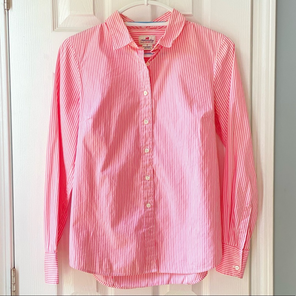 Jcrew - refined stretch pink/white striped button down shirt, size small